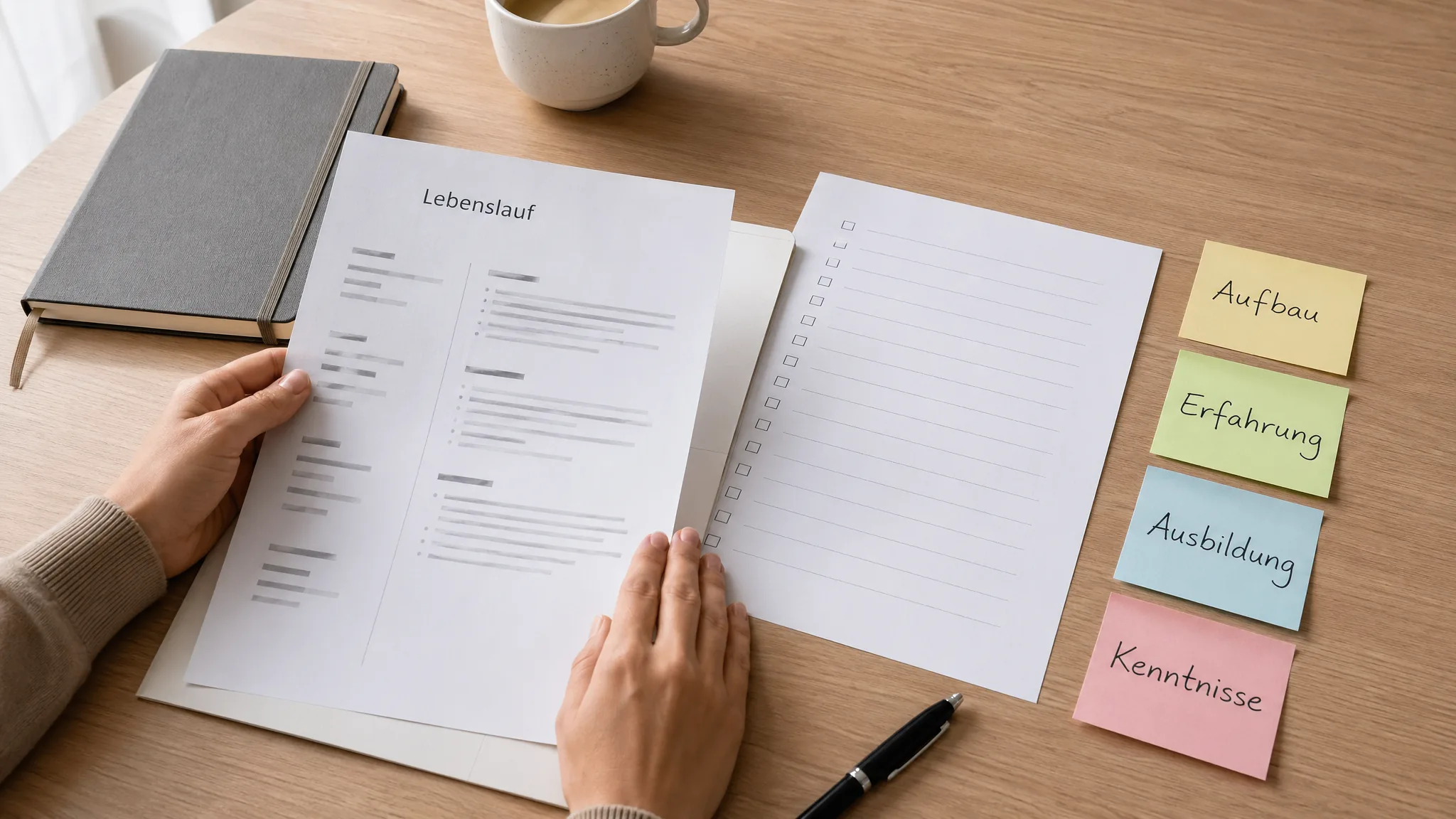 Bewerbung für Teilzeitjob mit Lebenslauf und Netto-Planung.