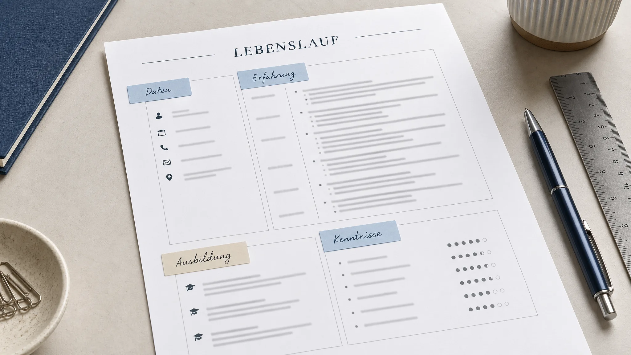 Tabellarischer Lebenslauf mit Abschnitten